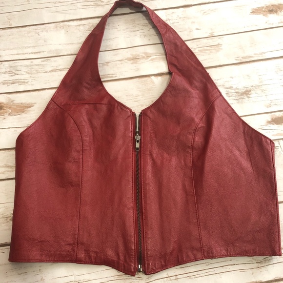 Leather Gallery Tops - Sale Leather Gallery Leather Halter Crop NWT